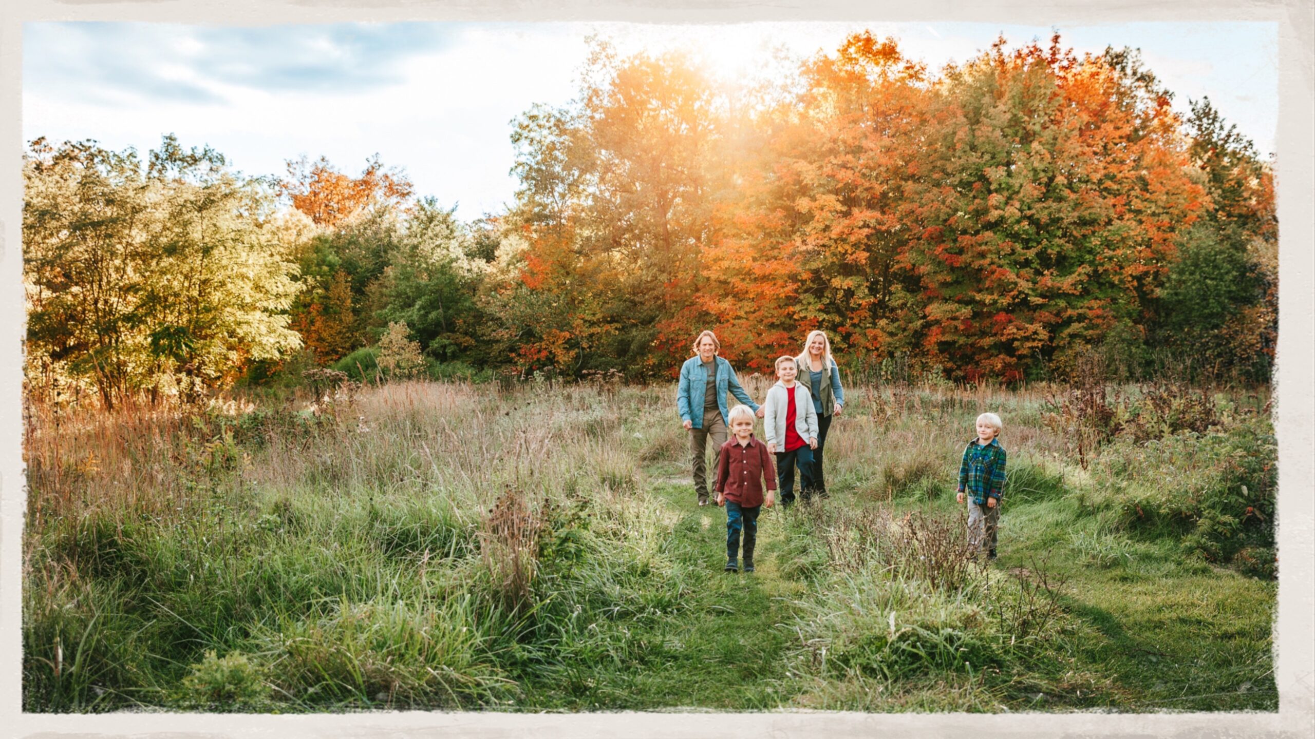 family photo in Detroit park, beautiful location